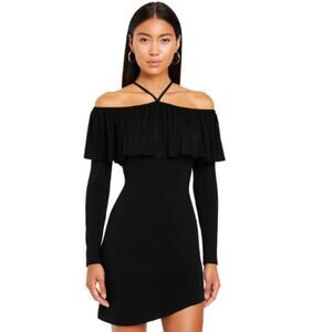 Chaser Ruffle Trim Off Shoulder Dress in Black – NWT Size Medium